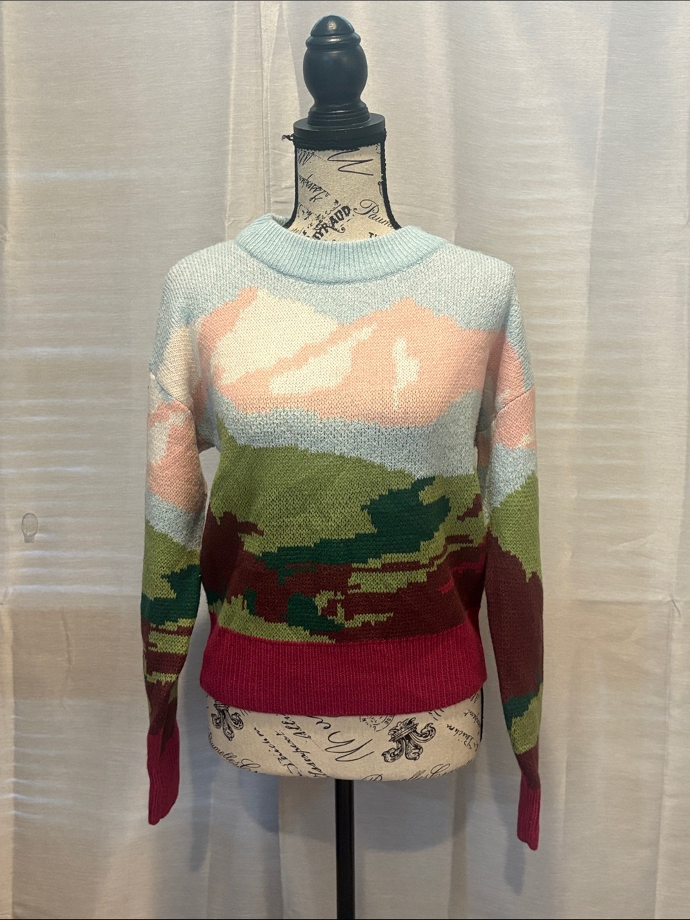 Wild Fable Scenic Mountain View Landscape LS Crewneck Sweater NWT Sz S